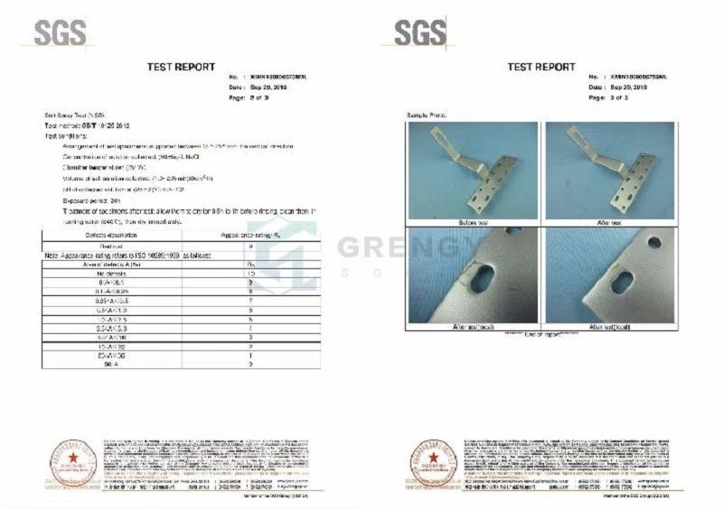 test report for flat solar hook